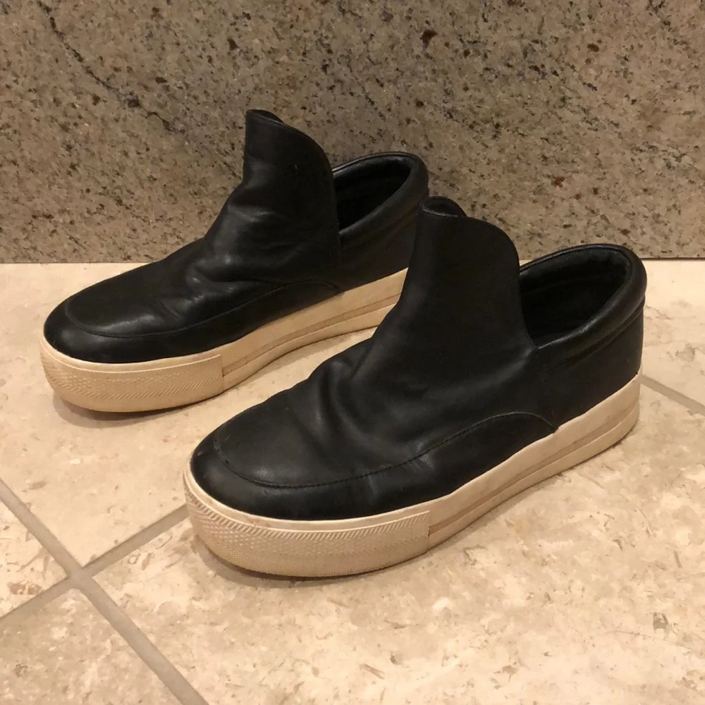 Ash leather grunge round toe minimalist edgy slip on platform Vans sneakers